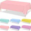 12 Pack Pastel Tablecloths, 87x51'' Ice Cream Colorful Plastic Disposable Rectangle Table Covers, Pastel Rainbow Mix Color Decorations for Birthday, Rainbow Party, Ice Cream Themed Party, Baby Shower