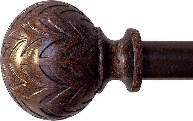 Hermosa 26-48 Inch Adjustable Curtain Rod Set, 5/8 Inch Diameter in Walnut