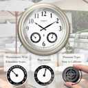 20" Large Outdoor Atomic Wall Clock, Morning Silver