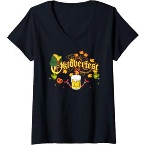 Womens Oktoberfest T-Shirt German Beer Festival October V-Neck T-Shirt Small