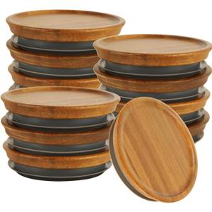 12PCS Wooden Wide Mouth Mason Jar Lids, 3.6x0.8 Inch Acacia Wooden Storage Canning Jar Lids Ball Jars, Reusable Wooden Storage Lid with Silicone Seal for Ball Mason Jar Canning Jars