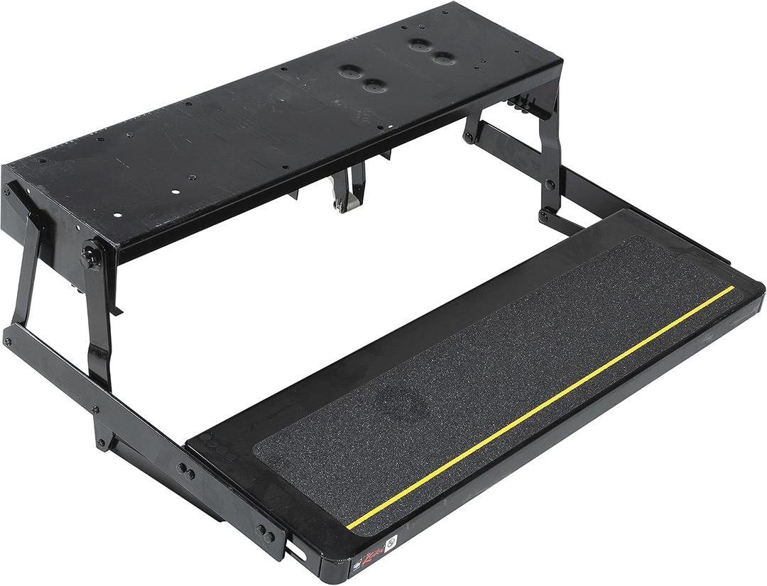 Lippert Components 353620 30" Single Treadlite Power RV Step with Switch and Harness , Black