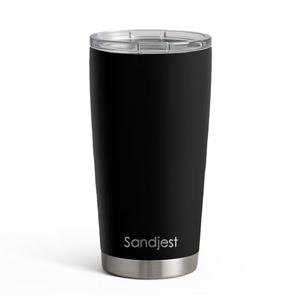SANDJEST Black Tumbler 20oz Stainless Steel Double Wall Vacuum Insulated, Travel Coffee Cup, Gifts for Men Women Birthday Christmas