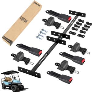 10L0L Golf Cart Seat Belts Kit,Universal for 4 Passenger/2+2 Seats EZGO TXT Club Car Yamaha,42 Belts with Bracket with Street-Legal Upgrades
