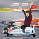 GarveeLife 24V Ride On Drift Car for Kids,7Ah Battery 180W Brushless Quieter Motor Electric Drifting Go-Kart for Rider Up to 110 LBS, with Music,Front+Tail Led Light,Low-Power Alarm for 8+ Toy, White