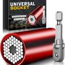 Universal Socket Tools Gifts for Men - Christmas Stocking Stuffers for Men Dad Him Husband Women Cool Stuff Ideas Gadgets Birthday Gifts for Dad Grip Socket Set with Power Drill Adapter (7-19mm) Red