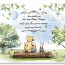 Classic Winnie Bear Baby Shower Backdrop Party Decorations Supplies for Boys Newborn Kids Blue Balloon and Friends Birthday Cake Table Banner Photo Studio Props Photography Background 7x5ft