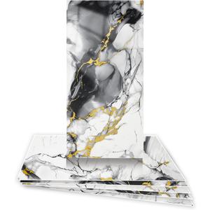 12pcs White and Black Marble Peel and Stick Tiles 23.6"x11.8" Waterproof Heat Resistant Self Adhesive Removable PVC Wall Panels for Kitchen Backsplash, Bathroom, Laundry (Not Real Tile, Not for Floor)
