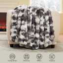 Amlie Home Faux Fur Throw Blanket, Ultra Soft Fuzzy Plush Bubble Blanket for Couch, Bed & Living Room, 60"x80", Tie-dye Grey