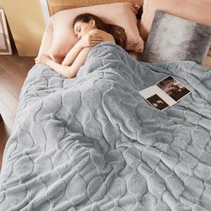 Bedsure Queen Blanket for Bed Grey, Super Soft Cozy Blankets for Women, Cute Home Decor, 90x90 Inches (Queen (90" x 90"))