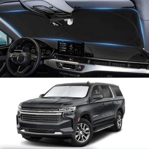 Sunshade for Suburban Windshield Sun Shade Custom Fit 2021-2023 2024 2025 Chevy Chevrolet Suburban Accessories Foldable Front Window Shield Cover Sun Visor Protector Block UV Rays Keep Car Cooler