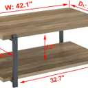 FOLUBAN Industrial Coffee Table with Shelf, Wood and Metal Rustic Cocktail Table for Living Room, Oak, 42.1 inch