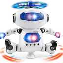 Musical Walking Dancing Robot Toy for Kids, Flashing Lights, 360 Body Spinning, Toddlers Bosys Girls Fun Figure Toy