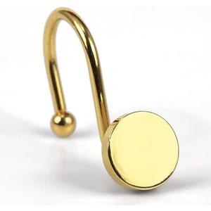 Brass Gold Shower Curtain Hooks: Round Button Design Heavy Metal Shower Curtain Rings for Bathroom - Modern Simple Decorative Shower Curtain Hangers for Shower Rod - Set of 12