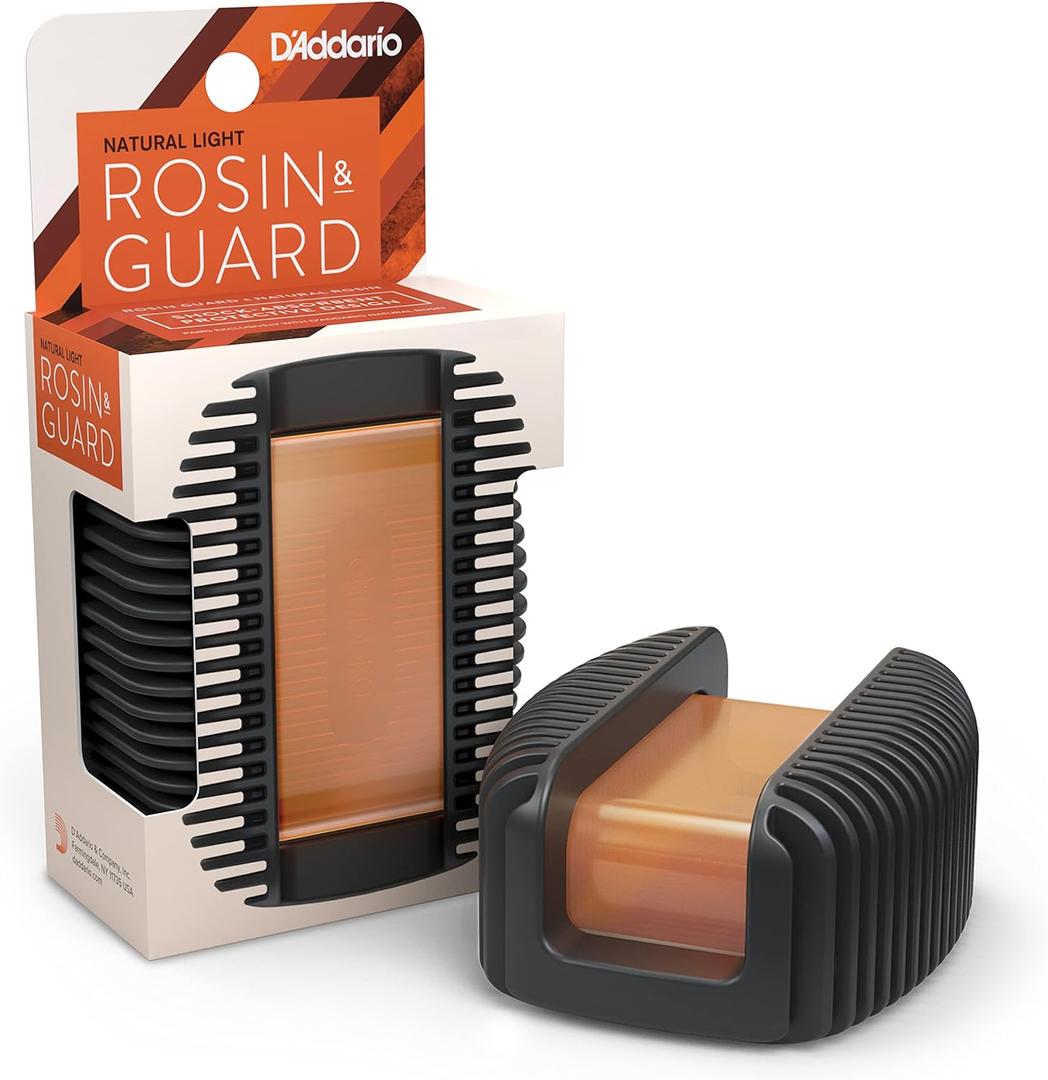 D'Addario Violin Rosin Guard with Light Rosin - Rosin for Violin, Cello, Viola, Double Bass - Shock Absorbent - Magnetic Attachment - Easy Grip - Dishwasher Safe (1-Pack)