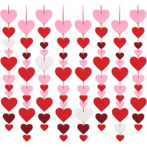 Auihiay 88Pcs Hearts Felt Garland Party Decoration Kit - NO DIY Romantic Decoration Kit, 4 Pack Heart Garland for Hanging Party Room Decorations, Heart Garlands Banner for Wedding, Mother's Day Decor
