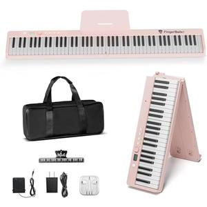 FingerBallet Portable Piano Keyboard, Semi-Weighted Folding Digital Piano 88 Key, Full Size, Wood Grain, Electric Piano Keyboard w/MIDI Bluetooth, Suitable for Adult, Toddler