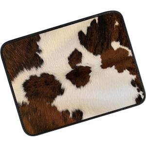 Car Center Console Cover, Universal Soft Large Neoprene Auto Armrest Seat Box Cover, Funny Car Decor Accessories Fit for Most Cars, Vehicles, SUVs Cute Brown Cowhide
