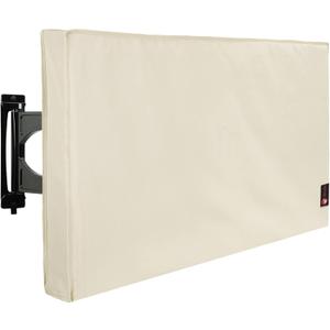 iBirdie Outdoor TV Cover 52 to 55 inch Weatherproof, Cover Size 52''L x 31''H, Waterproof for Outside Flat Screen 52 to 55 inch TV, Beige, 600D Thick Fabric Screen Protector with Bottom