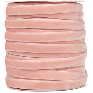 Pandahall 50 Yards Velvet Ribbon 3/8Inch Wide Single Face Velvet Ribbon Roll with Spool for Gift Wrapping Decoration Party Wedding Arts Crafts (Lavender Blush)
