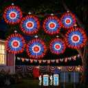 8 Pack 4th of July Solar Fireworks Lights for Outside, 1440 LED Patriotic Solar Lights with 8 Modes Timer Remote, Waterproof Red White Blue Solar Garden Light for Independence Day Memorial Day Decor