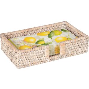 KOUBOO La Jolla Rectangular Guest Towel, White-Wash Napkin Holder, One Size, Beige