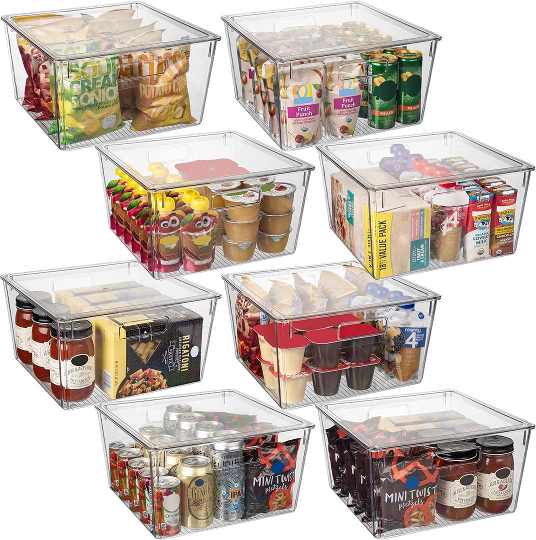 CLEARSPACE Plastic Storage Bins with Lids XL Perfect Kitchen Organization or Pantry Storage Fridge Organizer, Pantry Organization and Storage Bins, Cabinet Organizers, 8 Pack XL