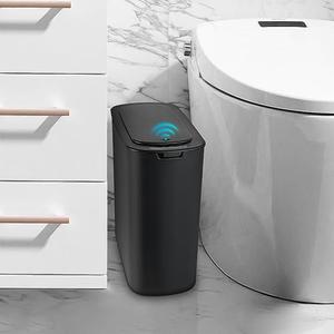 Automatic Motion Sensor Black Bathroom Trash Can with Lid, 2.6 Gallon Touchless Trash Bin, Smart Plastic Slim Garbage Can Small Wastebasket for Toilet, Office, Rv, Bedroom, Living Room