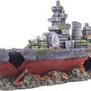 Ulifery Aquarium Shipwreck Sunken Pirate Ship, Submarine Fish Tank Decorations Resin Battleship for Betta Extra Large XL for 55-75 Gallon Tank