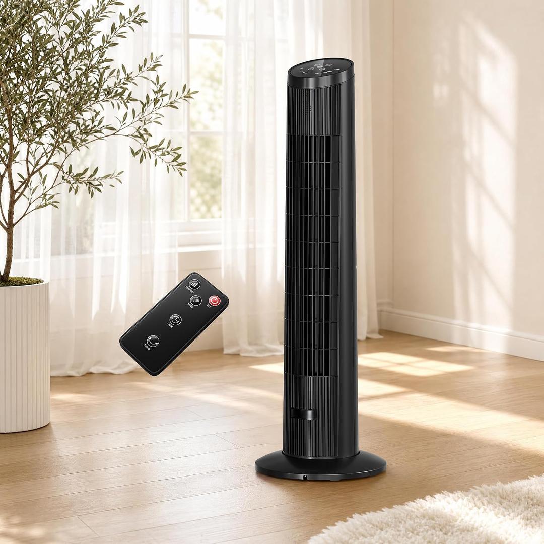 Uthfy 31" Tower Fan for Bedroom, Voice Control, 15H Timer, 26ft/s Airflow