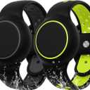 Waterproof Bracelet Compatible with AirTag for Kids (2 Pack), Protective Case GPS Tracker Holder for Child with Full Coverage Hidden Design, Soft Silicone Anti-Lost Wristband Cover for Toddler BGBY (Black Dark Grey+Black Yellow)