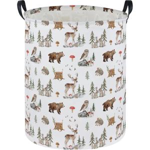 Kids Laundry Basket Animal Hamper for Nursery Woodland Hamper Cute Kids Storage Bin Organizer Room Decor for Home(Woodland Animal)