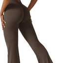 YEOREO Women Workout Scrunch Flare Jumpsuits Sexy Backless Butt Lift Gym Yoga Jumpsuits (XX-Large, Coffee)
