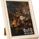 8x10 Vintage Picture Frame, Cream Ivory PS Photo Frame with Wood Grain Texture, Antique-Style 8 x 10 Frame for Living Room, Bedroom, Office or Gallery Wall, Retro Home Decor Gift 1 Pack