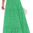 PRETTYGARDEN Womens Summer Eyelet Maxi Wedding Guest Dress | Square Neck Puff Short Sleeve Smocked Flowy Dresses, Cotton, With Pockets, Dress for Bridal Shower, Garden Party, Vacation (XXL)
