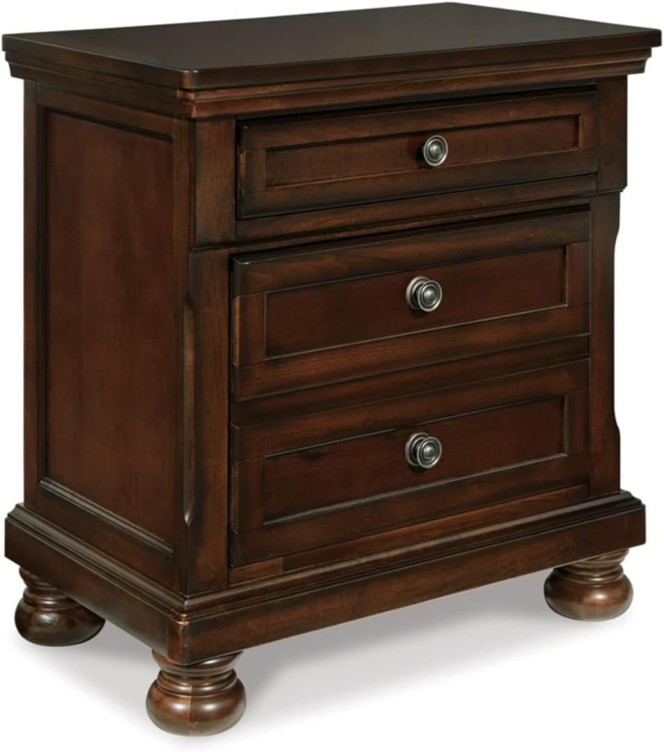 Signature Design by Ashley Porter Classic 2 Drawer Nightstand with Dovetail and Ball-bearing Construction, 29.88" Tall, Dark Brown (Black)