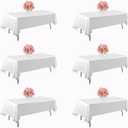 Blissource White Table Cloth Rectangle Tablecloth 60x102 Inch 6 Pack,Polyester Table Cloth for 6 Foot Rectangle Tables,Wrinkle Resistant Washable Table Cover for Parties,Wedding,Dining and Camping