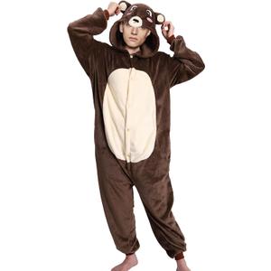 PARTTELY Adult Animal Onesie Pajamas - Unisex Plush Fleece Loungewear, Winter Warm Sleepwear for Men Women (Brown, S)
