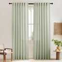 KGORGE Sheer Linen Curtains 63 Inches for Living Room 2 Panels, Back Tab Rod Pocket Drapes Green Linen Textured Boho Light Airy Privacy Green Curtains for Kitchen Cafe, Sage Green,52" W x 63" L