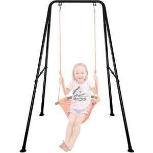 Baby Swing Stand, Foldable Baby Swing Frame, Heavy Duty Metal A-Frame Swing Sets for Most Toddlers Swings/Baby Jumper(NO SEAT) (Black)