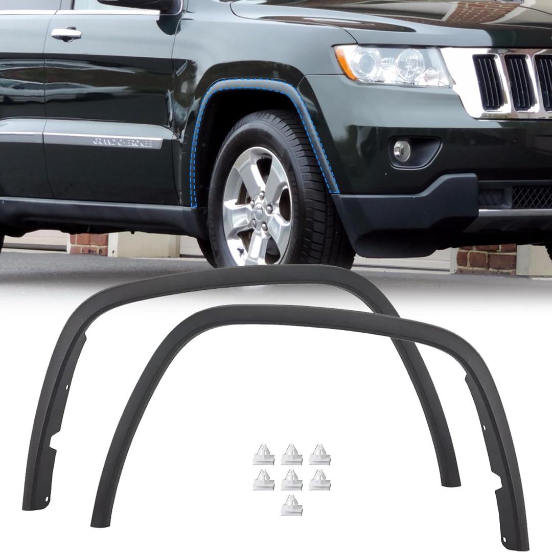 2Pcs Front Wheel Fender Flares for Jeep Grand Cherokee 2011-2016 Fender Molding Left Driver Right Passenger Side Wheel Arch Molding Fender CH1291106 CH1290106 1MP39RXFAE1MP38RXFAE