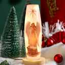Crackle Glass Christmas Angel Lamp 12" Pre-Lit Lighted Vase Xmas Jar Gifts for Holiday Decoration