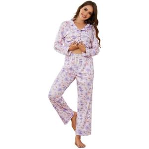 LYCY Womens Pajama Sets Floral Print, Long Sleeve Button Down Pajamas Set for Women Soft Sleepwear Pjs 2 piece Loungewear (Small, Purple Floral-pink) LYCY Womens Pajama Sets Floral Print, Long Sleeve Button Down Pajamas Set for Women Soft Sleepwear Pjs 2 piece Loungewear (Small, Purple Floral-pink)