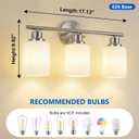 Unicozin 3 Light Bathroom Light Fixtures, Modern Vanity Lights with Milky Glass Shade, Brushed Nickel Wall Lamp Over Mirror for Bathroom, Living Room, Cabinet, Bedroom, E26 Base