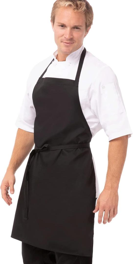 Chef Works Unisex Bib Apron, Black, One Size