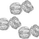 Kaizen Casa Handmade Round Mesh Napkin Rings Holder for Dinning Table Parties Everyday, Set of 6 (Silver)