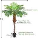 5ft Artificial Phoenix Palm Tree for Outdoor Indoor Decor, Faux Coconut Silk Palm Tree Tropical Fake Tree Plant for Outside Patio Indoor Home Office Bathroom Pool Coastal Decor (Set of 2)