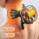 Neck and Back Massager with Fingers & Heat - for Pain Relief Deep Tissue, Real Touch Portable Electric Bionic Hand Shiatsu Cervical Head & Shoulder Massager Pillow for Muscle Relaxation, Gifts
