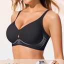 LetsJoli Wireless Bras for Women No Underwire Jelly Bras Seamless Push Up Full Coverage Bralettes Comfortable Everyday Bra (Black, XXL)