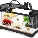 GOZILLA Aquatic Turtle Tank+Lamp+Filter Kit, Upgrade PC Turtle Tank Kit with Adjustable 360°Lamp & Filter,Reptile Habitat Lid,Hanging Platform for Small Reptiles.(19.68× 9.52× 9.44''/Large-Black)